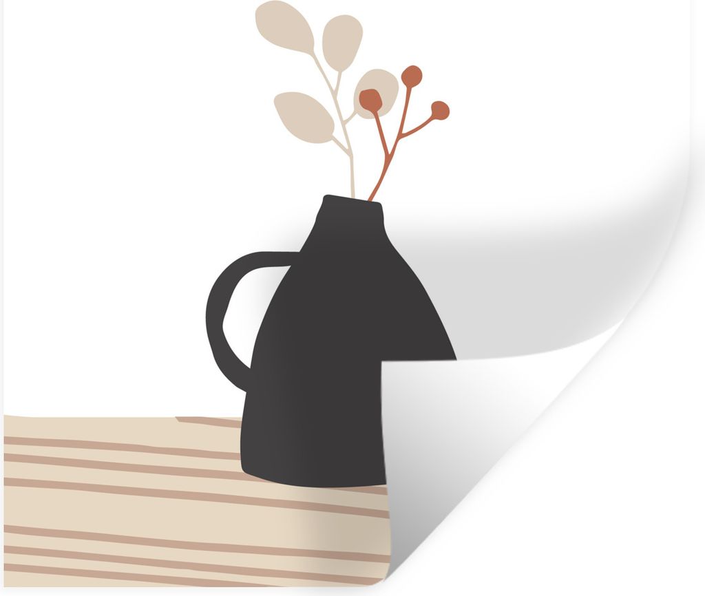 MuchoWow Wandtattoo Wandsticker Wandaufkleber Sommer - Pflanze - Rot - Braun 30x30 cm Selbstklebend und Repositionierbar - Repositionierbar - Was...