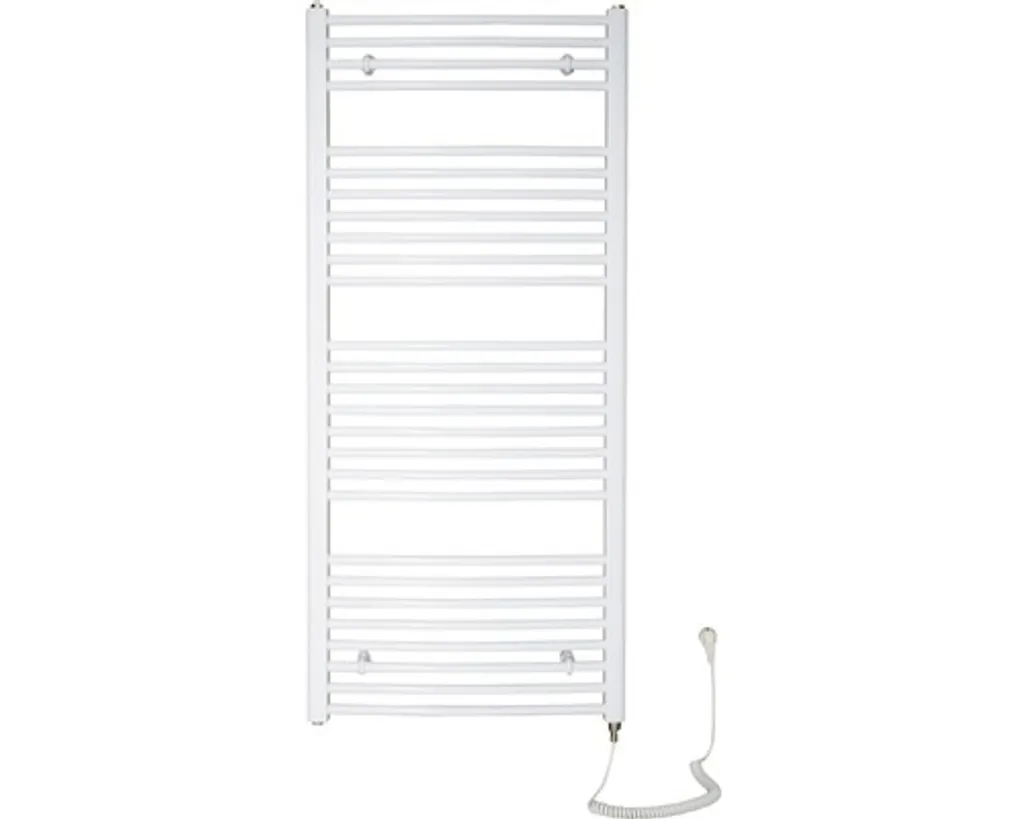 Sèche-serviette électrique rond KDO-E 400W : radiateur mural blanc 96cm