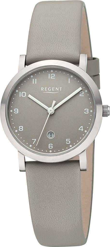 Regent Leder Damen Uhr Armbanduhr Quarz grau Lederarmband D2UR2092529