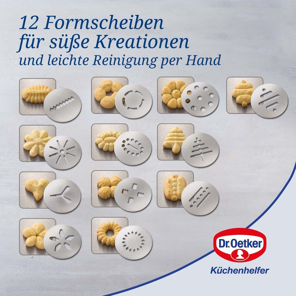 Dr. Oetker Gebäckpresse Edelstahl inkl. 12 Formscheiben
