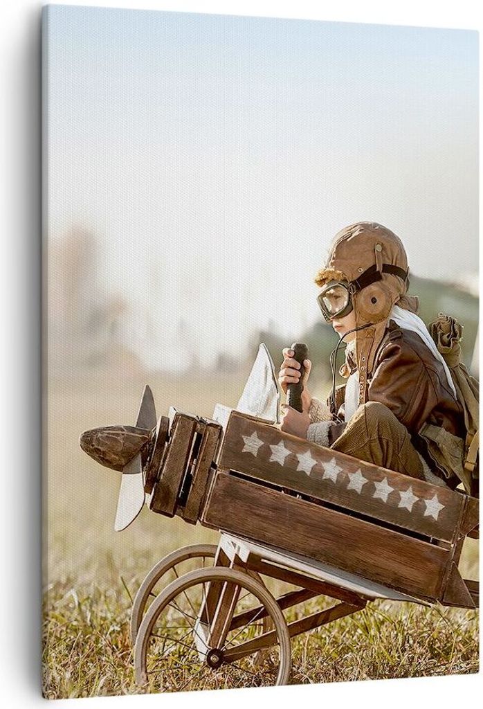 Bild auf Leinwand - Leinwandbild - Einteilig - Kindheit Flugzeug Spielzeug - 50x70cm - Wand Bild - Wanddeko - Wandbilder - Leinwanddruck - Wanddeko...