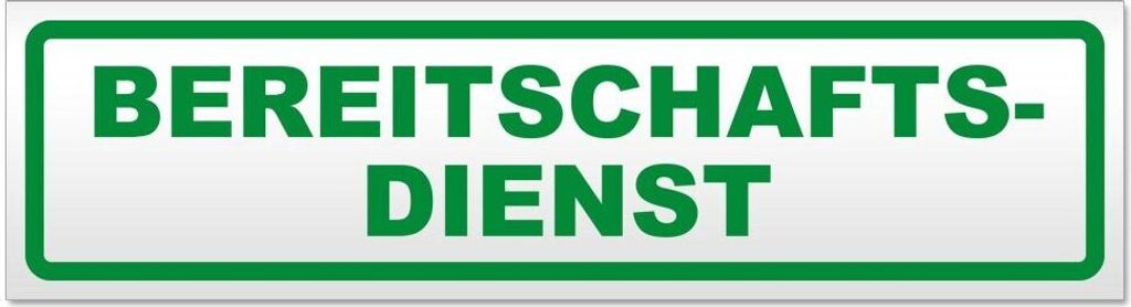Kiwistar - Autoaufkleber - Grün - 60 x 16 cm - Bereitschaftsdienst - Hinweis Aufkleber Sticker für Auto, Kfz, Fahrrad, PKW, LKW