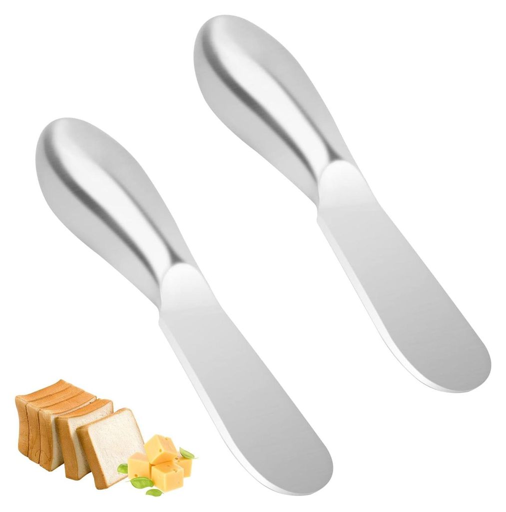 2er Set Buttermesser aus Edelstahl, Käsestreicher mit Produktbild 