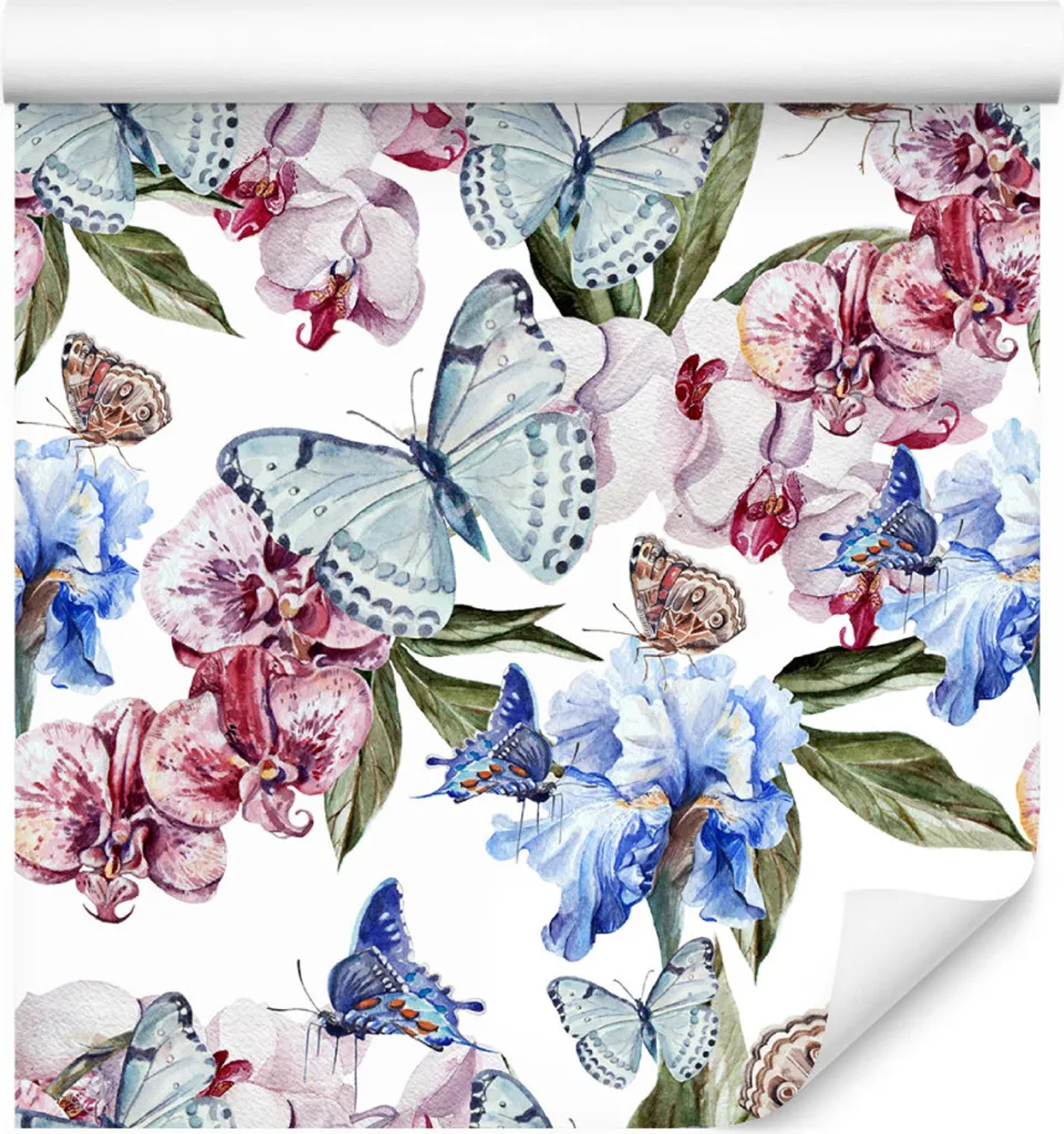 Décoration murale papier peint intissé fleurs aquarelle 10m salon XXL