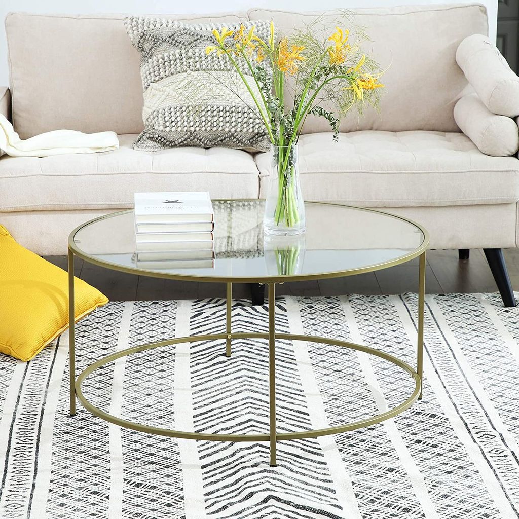 VASAGLE stolik kawowy ze złotą żelazną ramą Ø84 x 45,5 cm Zdjęcie produktu 12
