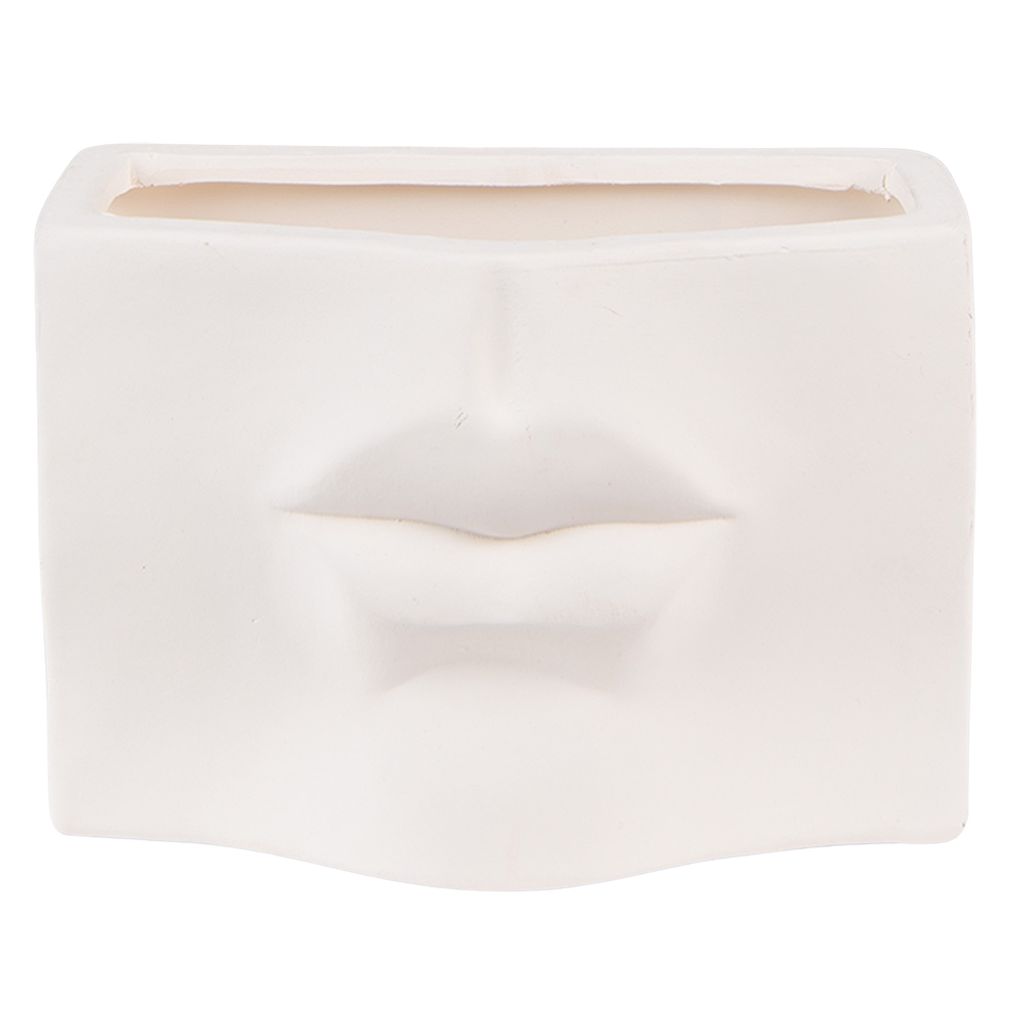 Clayre & Eef Innenblumentopf 17x7x11 cm Weiß Keramik Rechteck