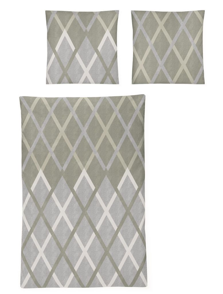 Irisette Fein-Biber Bettwäsche-Garnitur Carlo-8409 Größe 155x220+80x80 cm Farbe grün-30