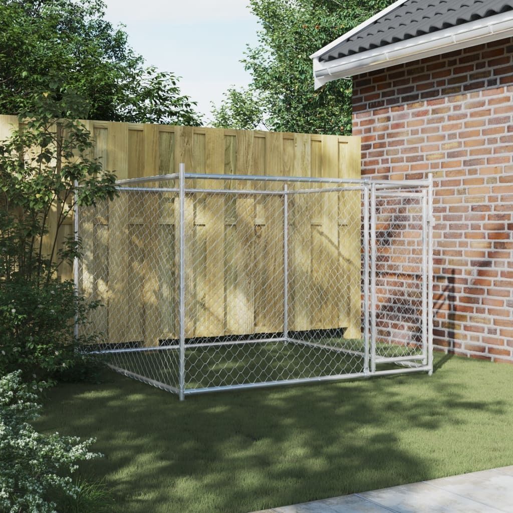 Eleganter Möbel Hundezwinger mit Tür Grau 2x2x1,5 m Verzinkter Stahl - CJG143606 - Sonstiges Hundezubehör