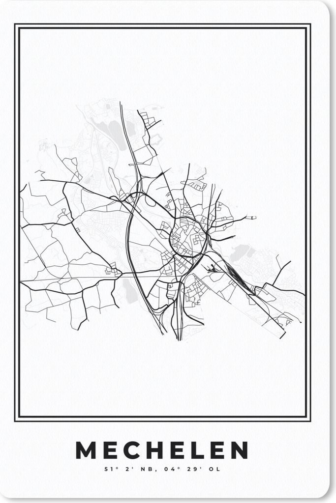 MuchoWow Mauspad Mousepad Belgien - Mechelen - Stadtplan - Karte - Schwarz und weiß - Karte 40x60 cm - Mousepads - Maus Mat - Pad - Mausunterlag...