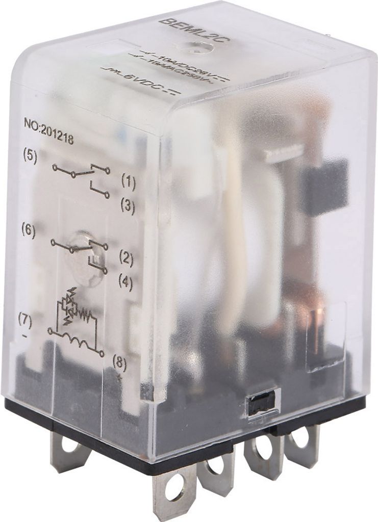 6VDC 8 Stifte Zwei offen geschlossene elektromagnetische Relais 10a mit grünem Indikatorlicht