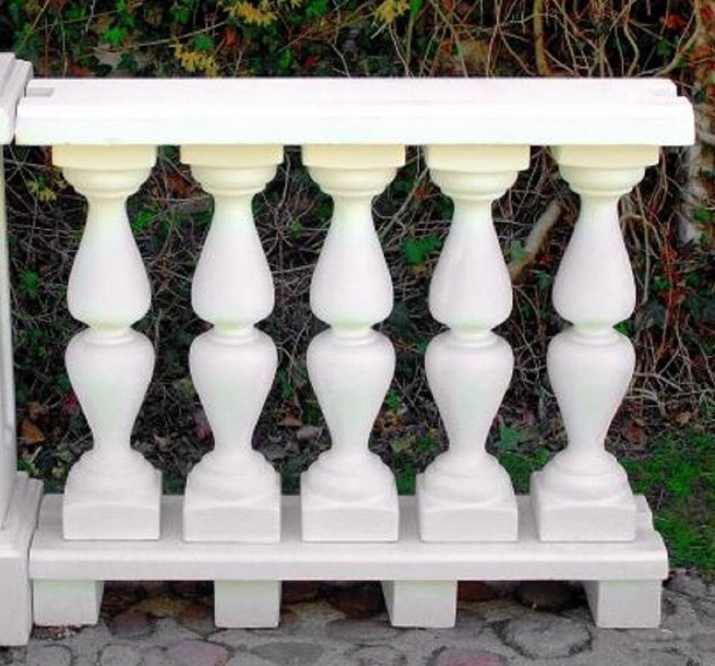 Casa Padrino Jugendstil Balustrade Weiß 100 x 25 x H. 84 cm - Massives Stein Geländer aus feinstem Beton - Garten & Terrassen Balustraden