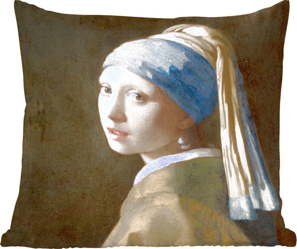 MuchoWow Zierkissen Sofakissen Wohnzimmer Dekokissen 50x50 cm Das Mädchen mit dem Perlenohrring - Gemälde von Johannes Vermeer - Komfort - Sofa...
