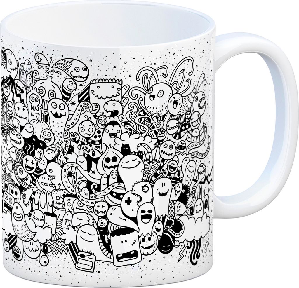 Kaffeebecher mit Monster Motiv Kaffeetasse Tasse