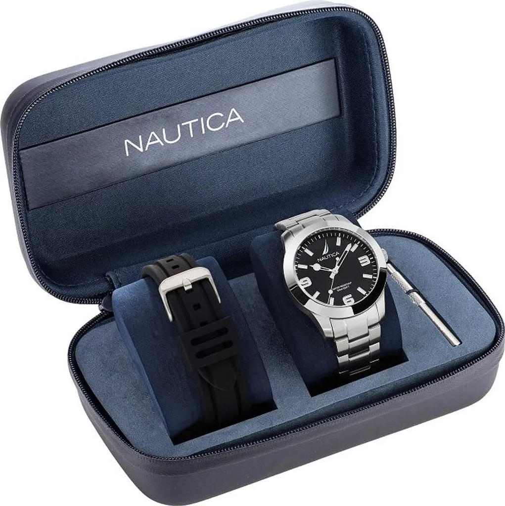 Regalo Uomo Nautica NAPPBF205: Set Box Orologio con 2 Cinturini