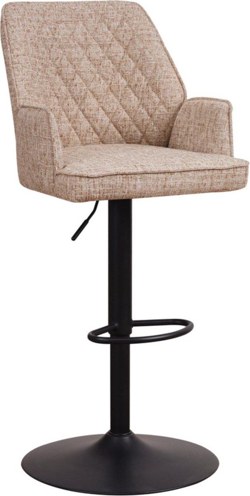Barhocker deluxe mit Kniekehle und Armlehne - Weiß - Moderne Design - Fussstütze - Für Küche und Bar - Set von 1 - Chenille