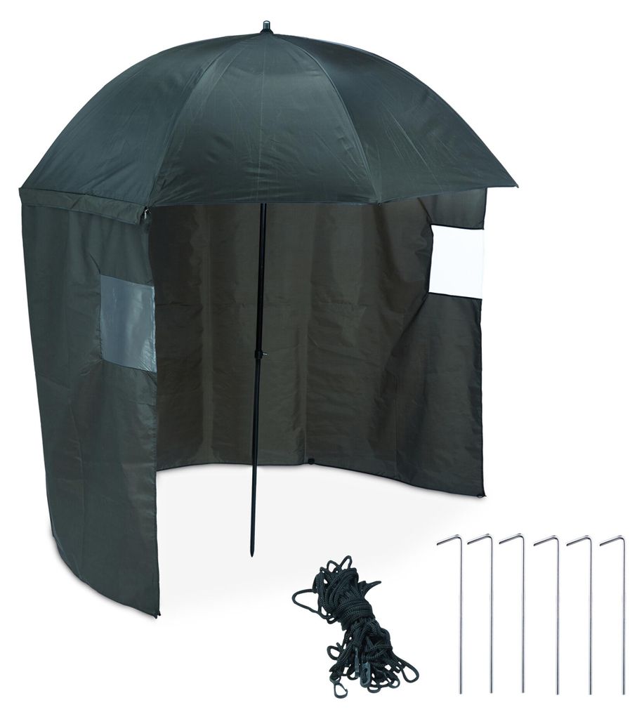 Parasol de pêche Relaxdays avec paroi latérale, hydrofuge, Image du produit 