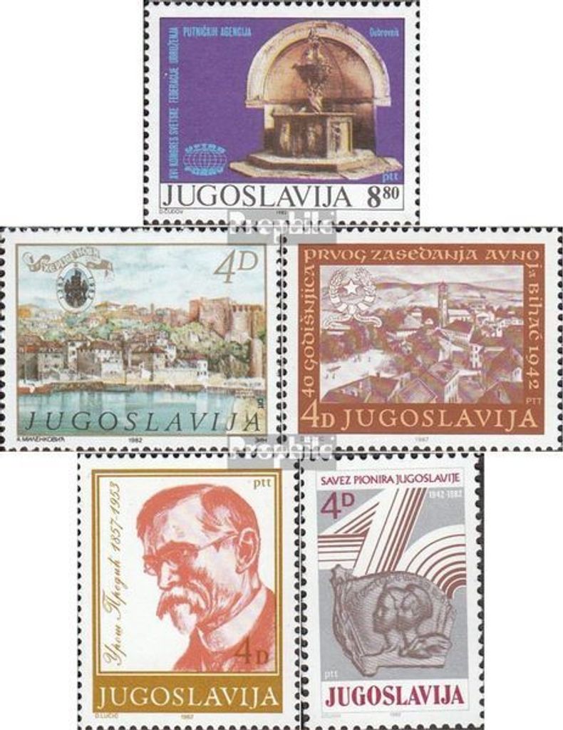 Briefmarken Jugoslawien 1982 Mi 1948,1949,1956,1962,1965 Produktbild 
