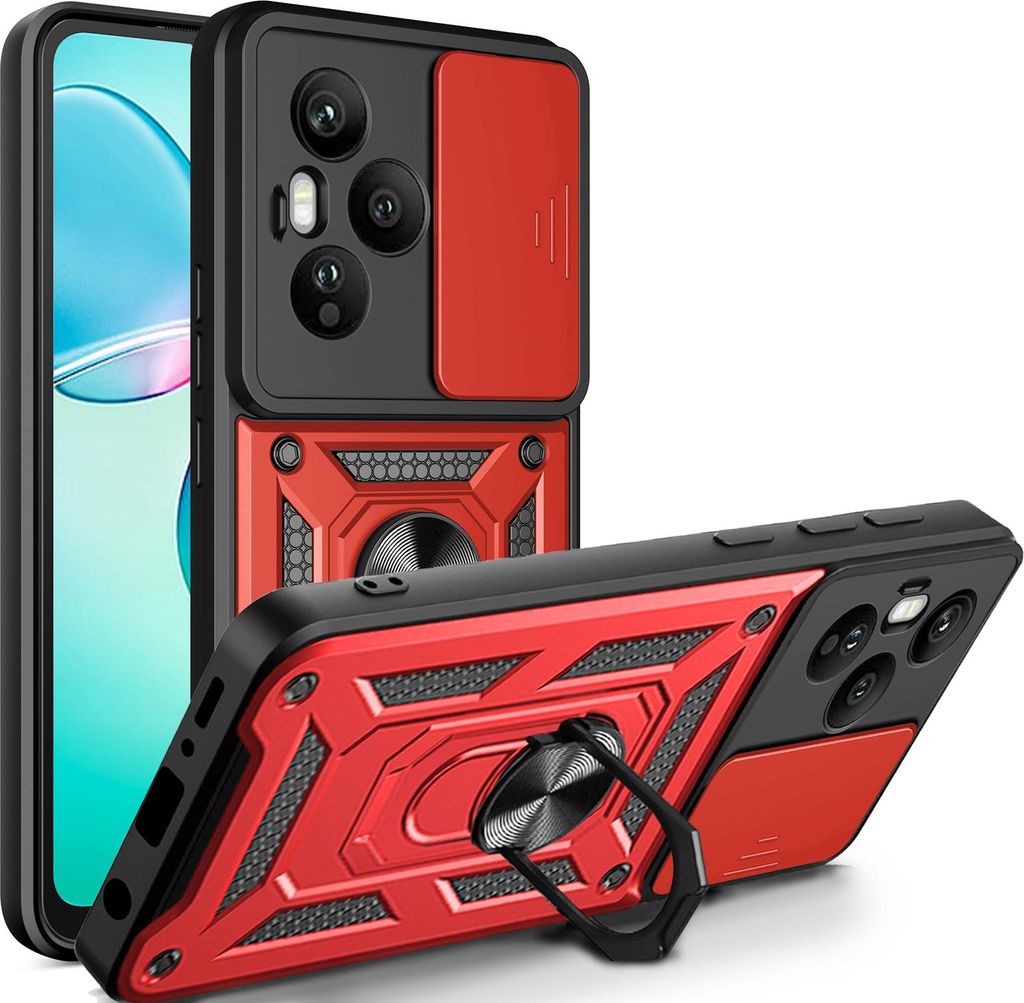 Outdoor Panzer Hülle für Honor 400 Pro Handyhülle mit Slide Kameraschutz Ringhalter in Rot