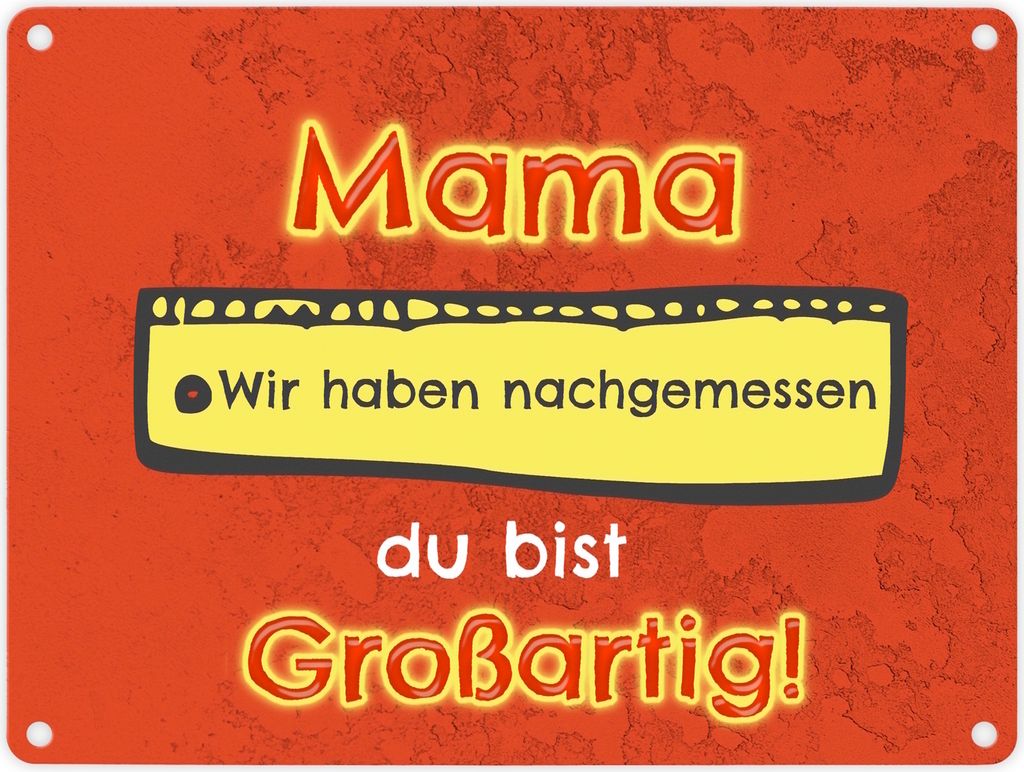 Metallschild Mama du bist großartig - Meterstab Muttertag Geschenk Schild