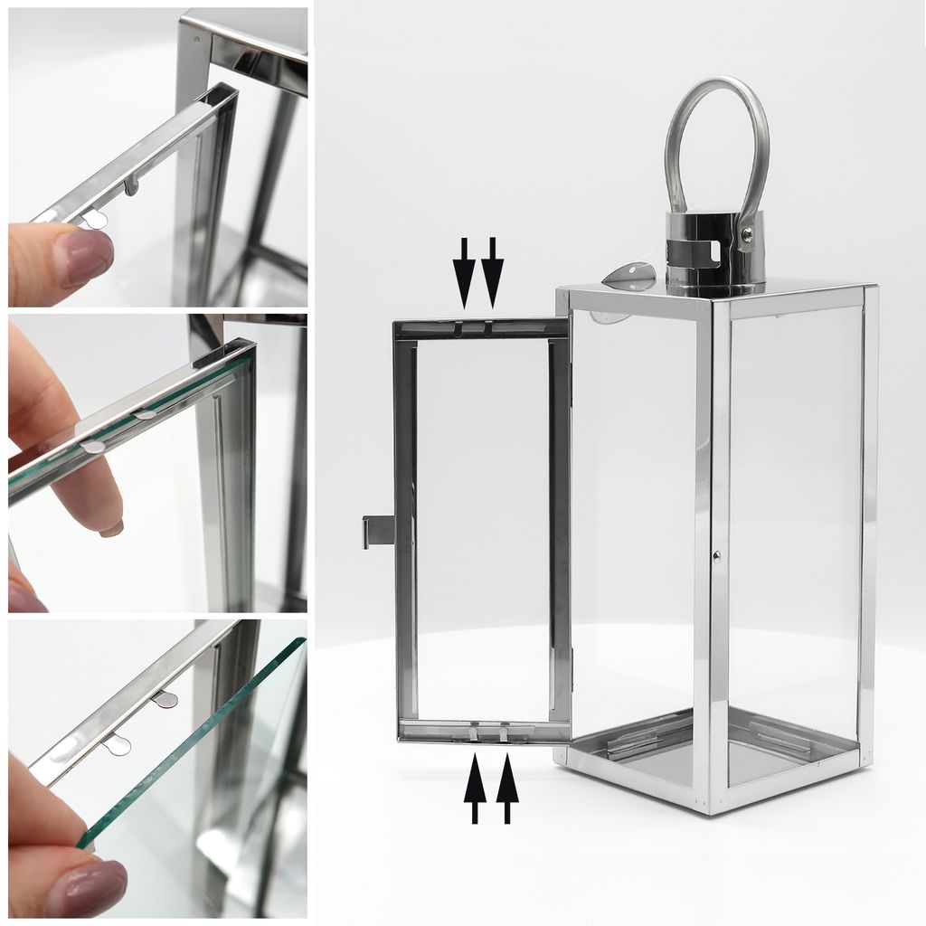 Dekovita, Laterne Edelstahl Silber 12x12x30cm Produktbild 5