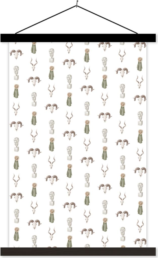 MuchoWow Textilposter Illustrationen - Muster - Grau 40x60 cm mit schwarzem Rahmen - Wanddekorationen