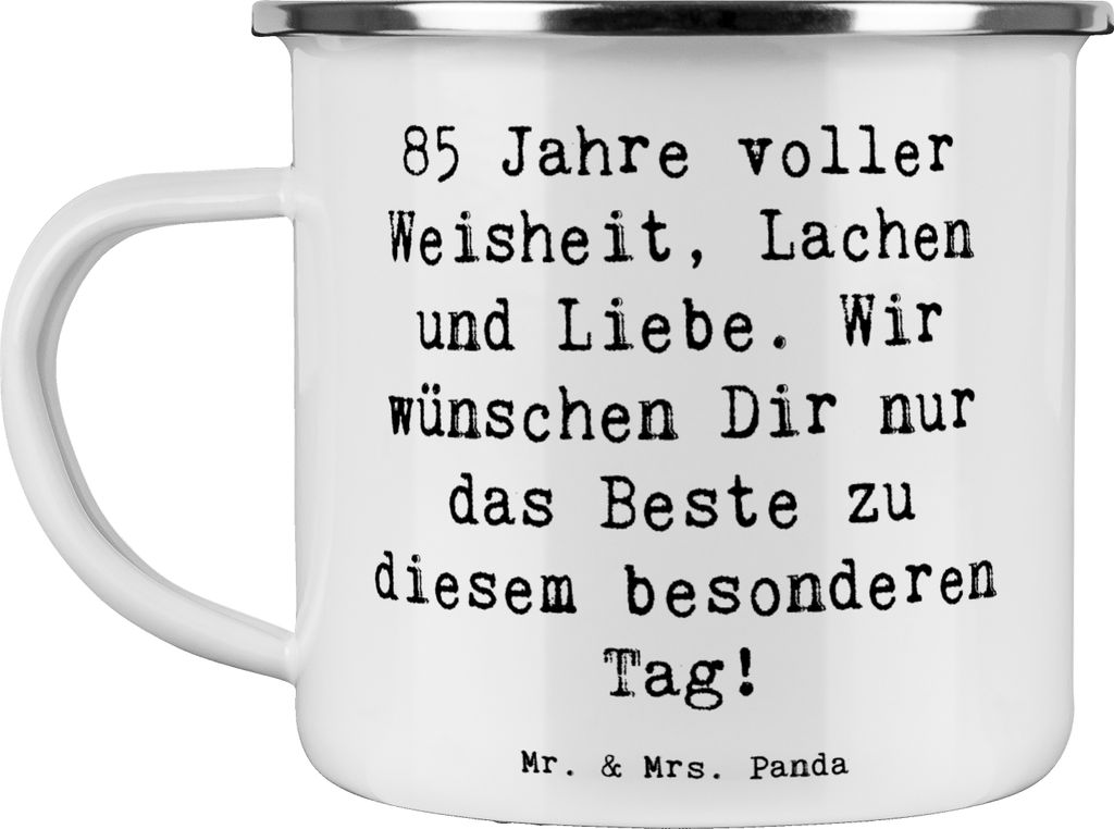 Mr. & Mrs. Panda Teetasse Spruch 85. Geburtstag - Weiß - Geschenk, becher emaille, Meilenstein, Haferl, beste Wünsche, Lachen, Tasse, Teebecher, ...