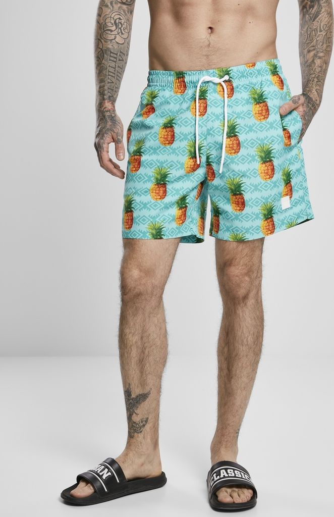 Urban Classics Badehose Pattern Swim Shorts Pineapple Aop-3XL