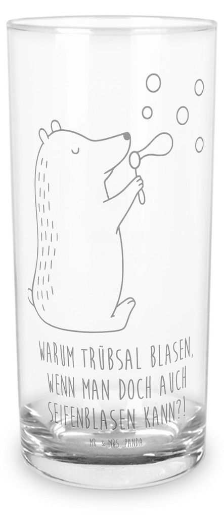 Mr. & Mrs. Panda Glas Bär Seifenblasen 200 ml - Transparent - Geschenk, Trinkglas, Lustig Sein Glücklich Traurig Happy, Cocktailglas, Teddy, Tumb...