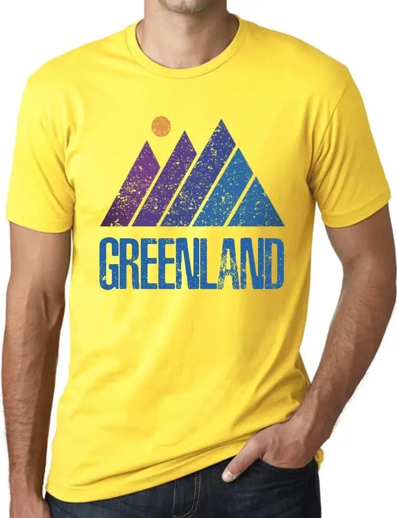 Herren Grafik T-Shirt Berggrönland – Mountain Greenland – Öko-Verantwortlich Vintage Jahrgang Kurzarm Lustige Druck Geburtstag Geschenk Mann