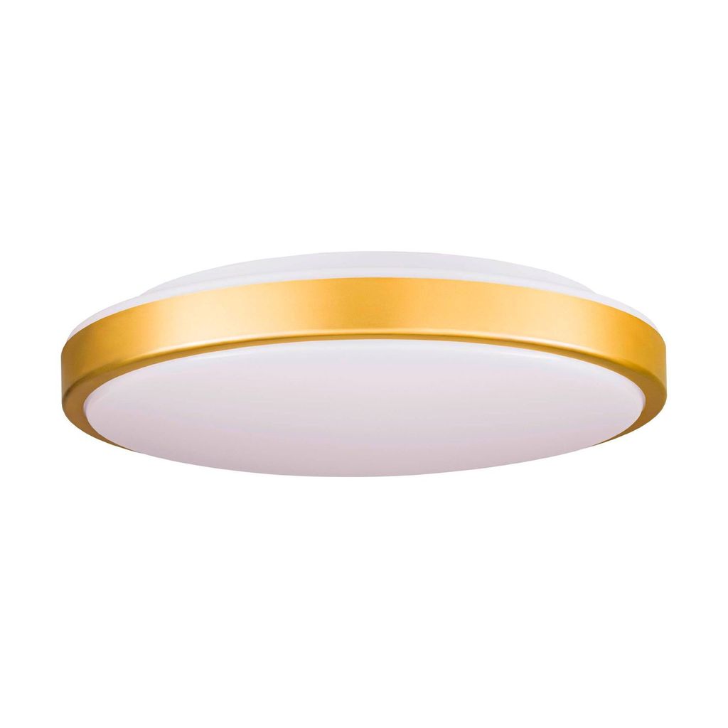 LED Deckenleuchte, Stahl, messing, weiß, D 43 cm