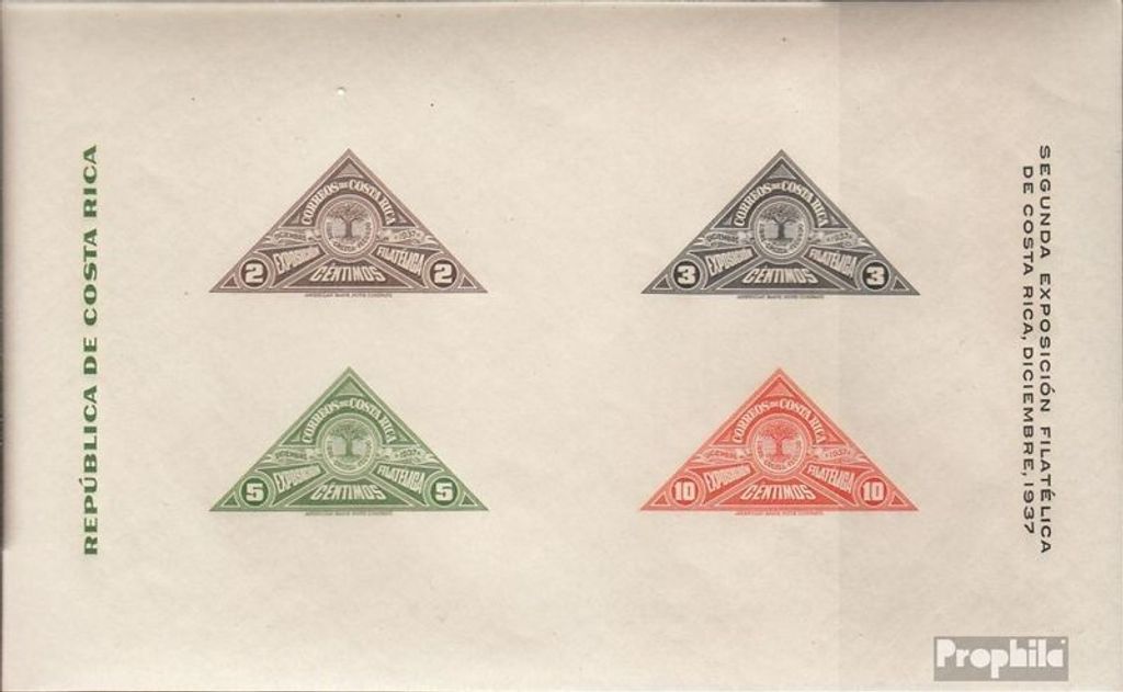 Briefmarken Costa Rica 1937 Mi Block1 (kompl.Ausg.) postfrisch Briefmarkenausstellung