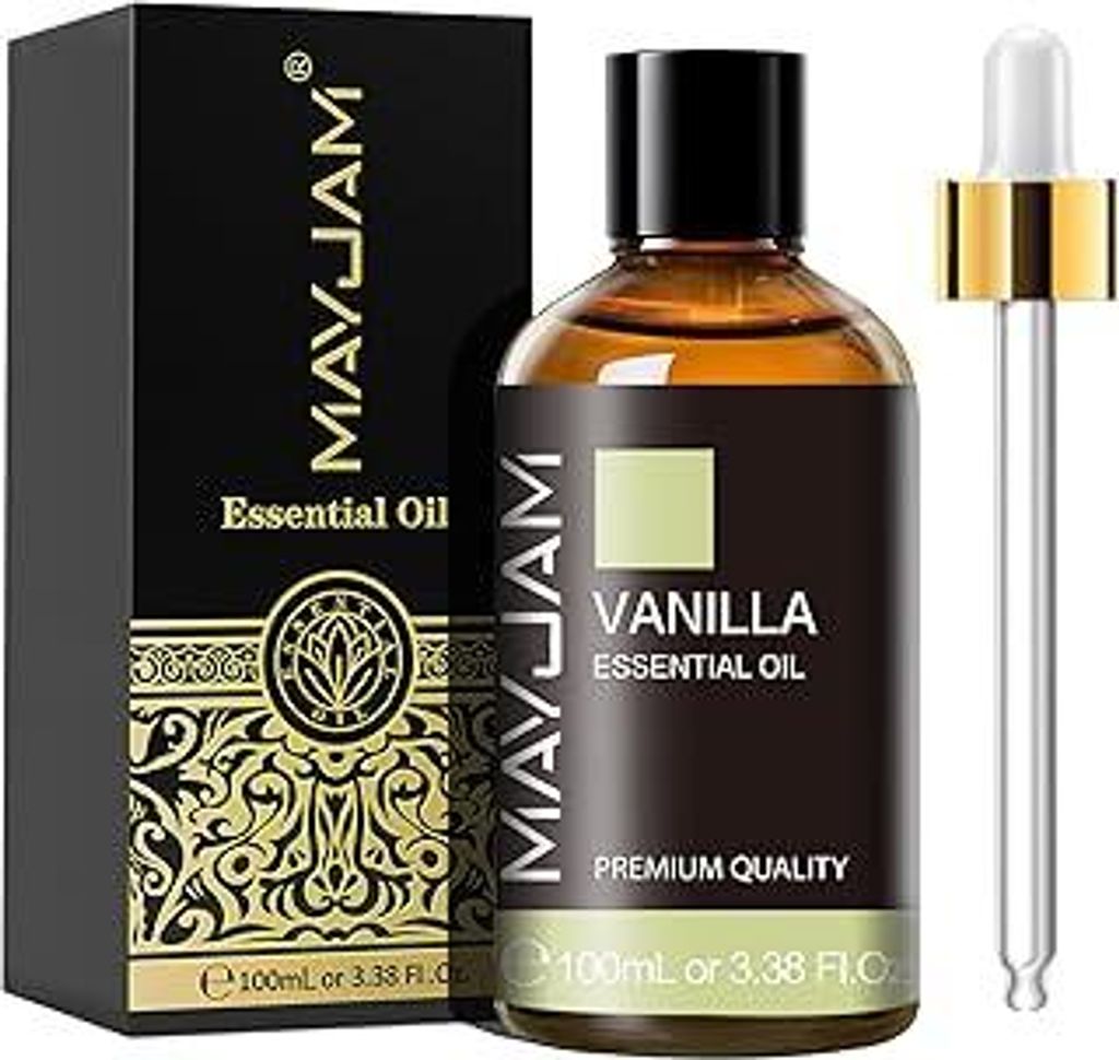 MAYJAM Vanille Ätherisches Öl 100ML, Vanilleöl für Diffusor, Luftbefeuchter, DIY, Home?Wardrobes