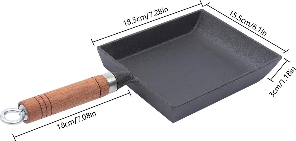 Bistecchiera In Ghisa 20x20 Cm Con Manico Pieghevole In Legno – Adatta A Tutti I Piani Cottura, Per Bistecche, Pesce E Verdure