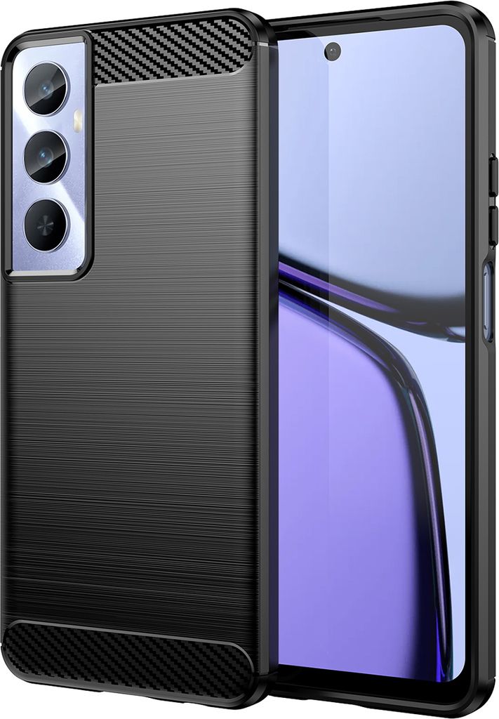 Hülle für Realme C65 4G Carbon-Faser Weich TPU Silikon Stoßfest Handyhülle Schwarz