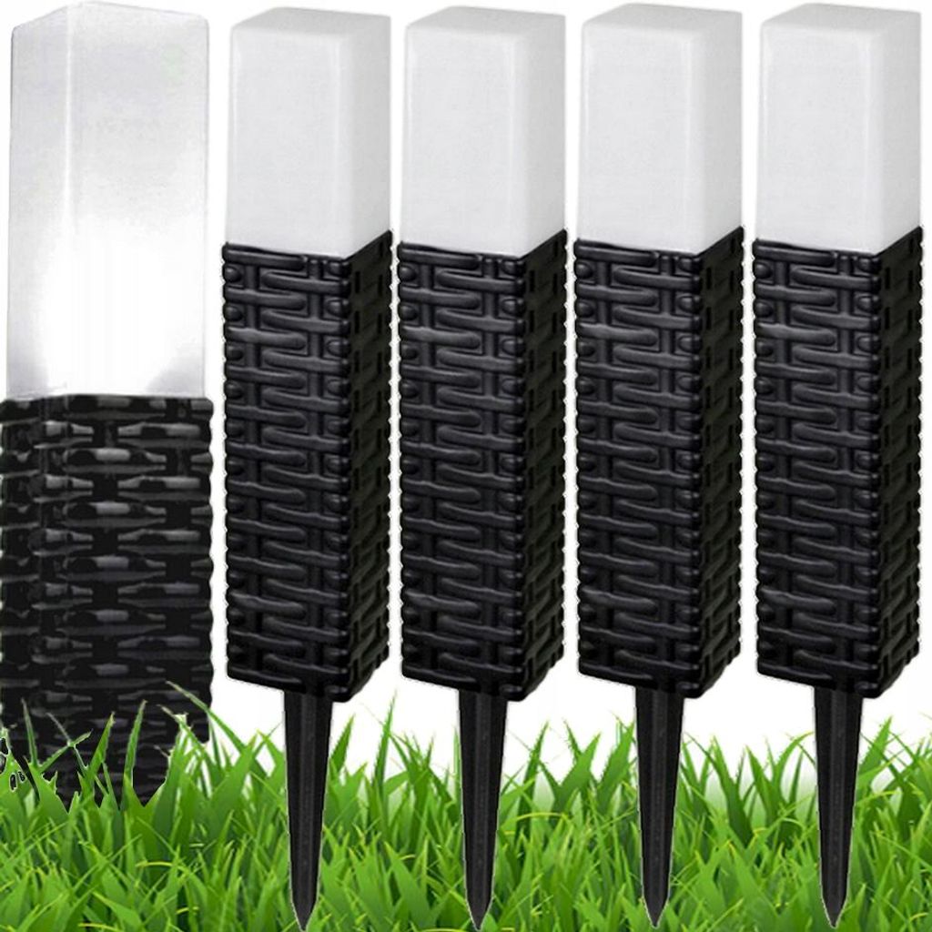 4er Set LED Solar Gartenleuchten Rattan Optik – Produktbild 