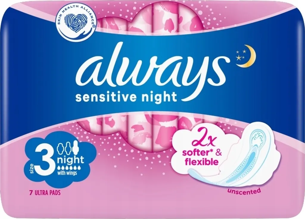 Sempre Sensitive Night con ali 8 pezzi - Assorbenti Notte per Pelli Delicate