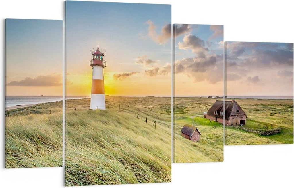 Bild auf Leinwand - Leinwandbild - Leuchtturm Meer - 120x70cm - Wand Bild - Wanddeko - Wandbilder - Leinwanddruck - Bilder - Kunstdruck - Wanddekor...