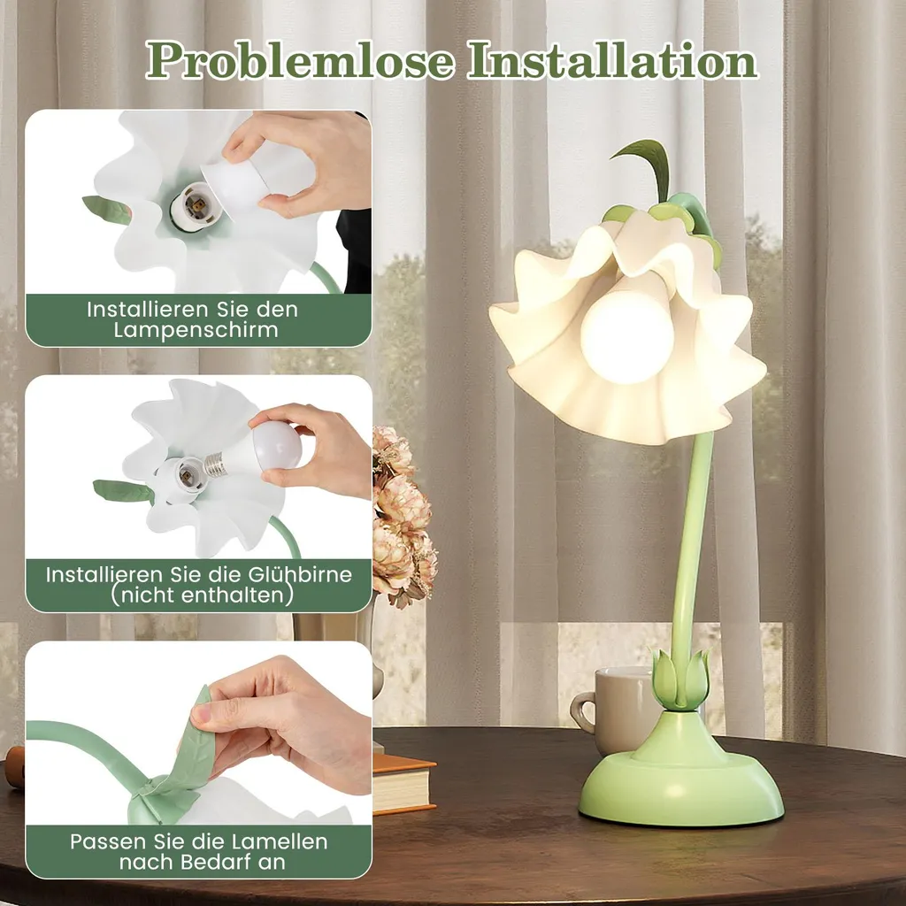 Lampe de bureau fleur réglable en acrylique avec interrupteur intégré - 7