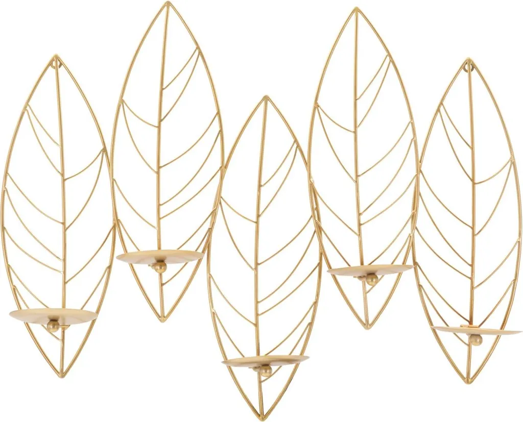 Mauro Ferretti Chandelier mural feuille doré 5 bougies 66x14x56 cm