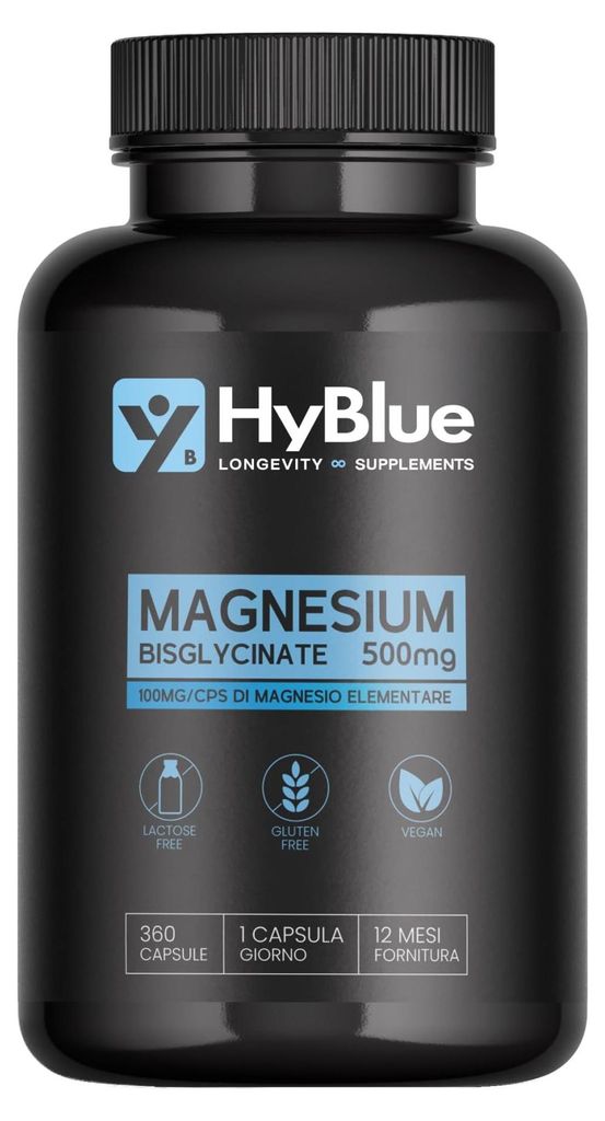 HyBlue Magnesio Bisglicinato Capsule 360, 100mg | Magnesio Immagine del prodotto 