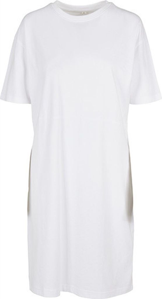 Build Your Brand Ladies Organic Oversized Slit Tee Dress: Abito Donna In Cotone, Taglio Oversize Con Spacco Laterale