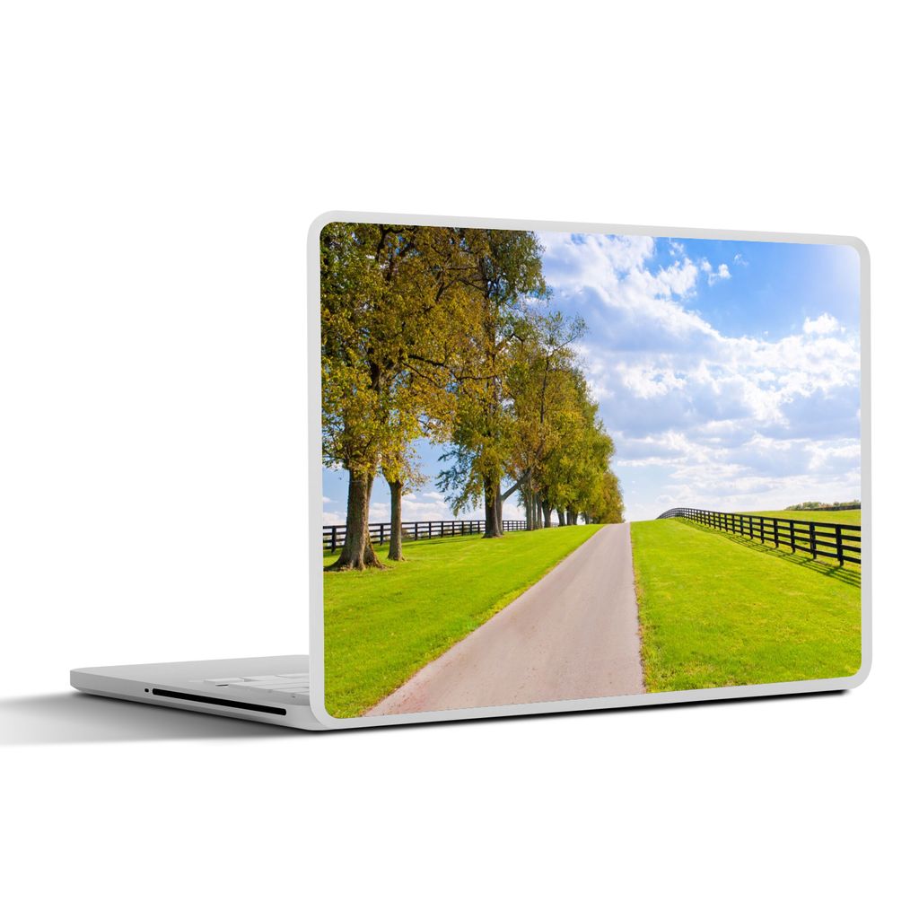 MuchoWow Laptop Aufkleber Sticker Cover Wolken - Bäume - Straße 30x22 cm - Laptop-Sticker