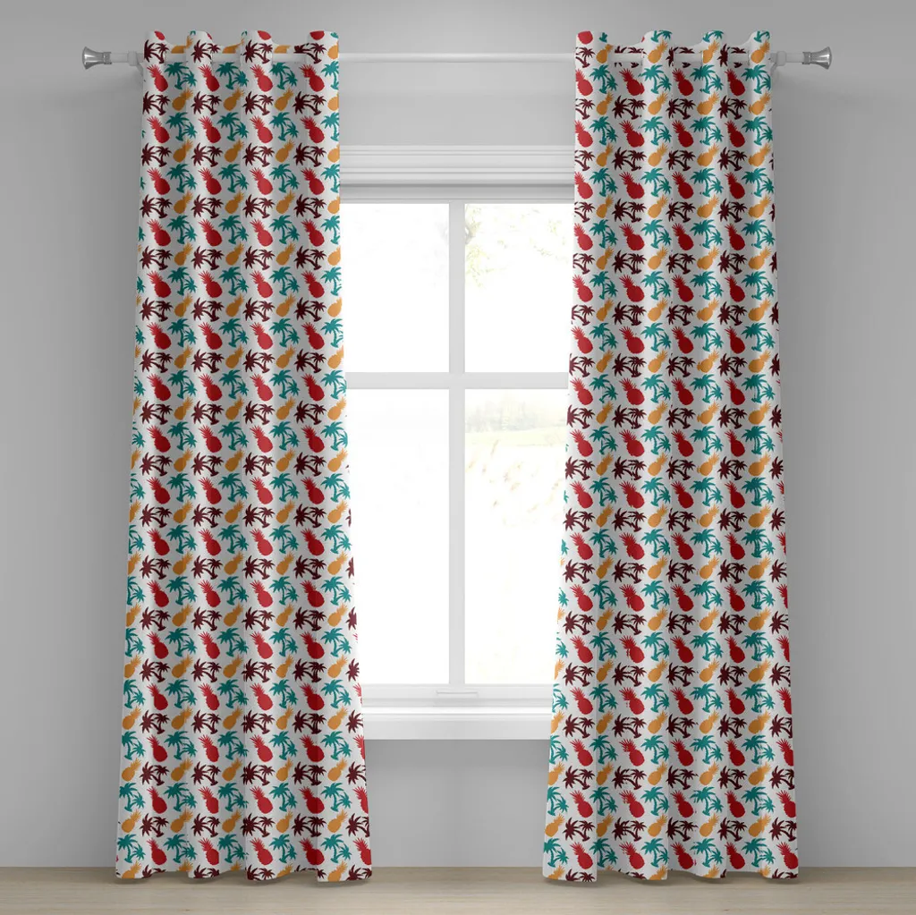 Rideau Ananas multicolore en tissu haute densité avec œillets 280x175