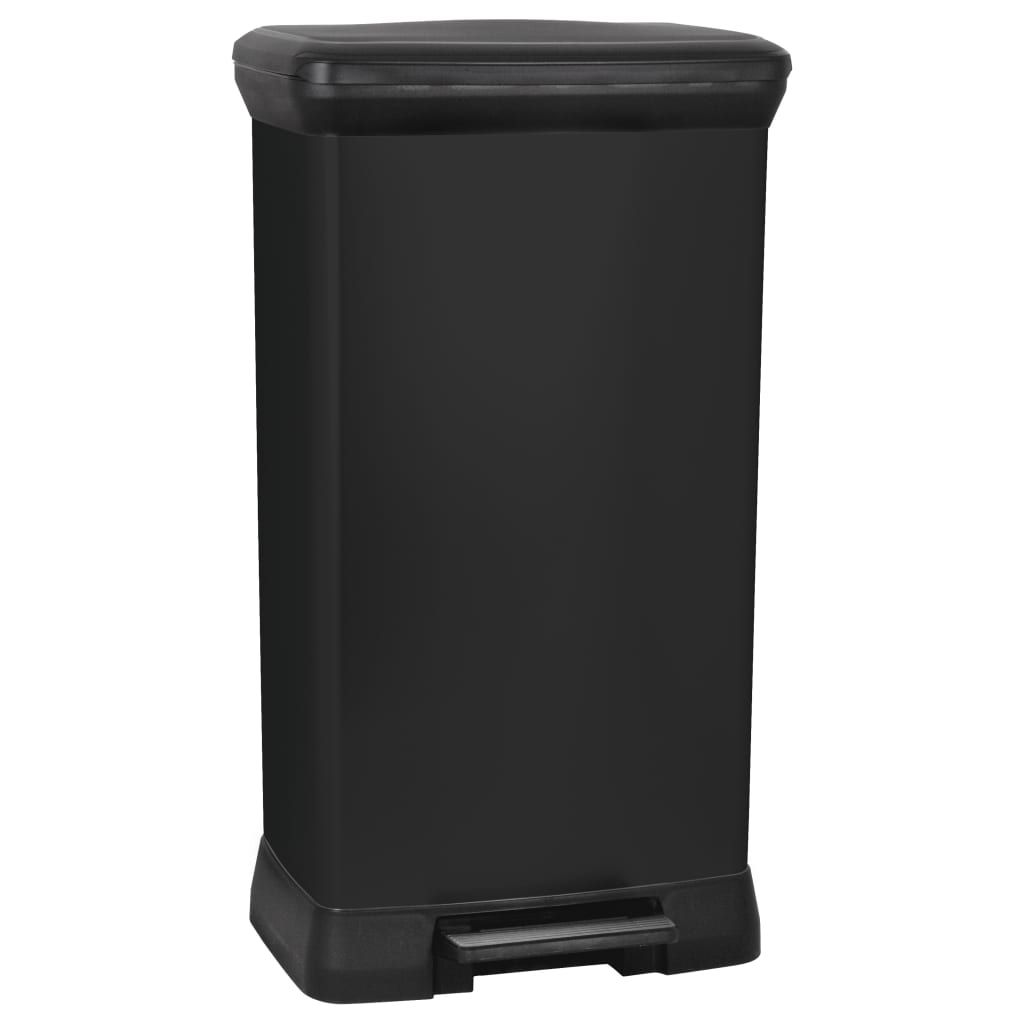 DECO bin METALLIC'S 50L mit Pedal, rechteckig, schwarz / schwarz metallic