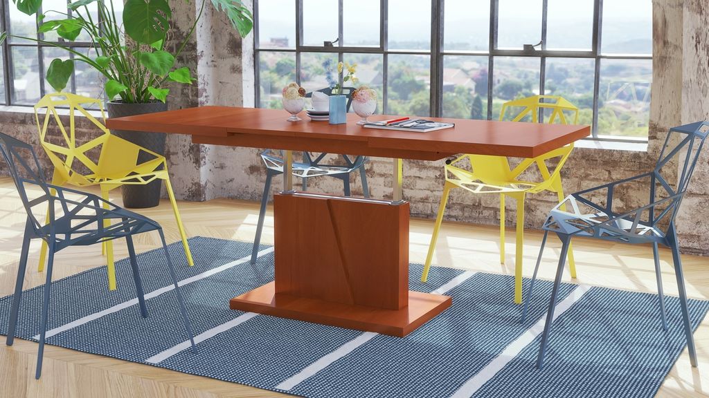 Grand Noir Couchtisch ausziehbar höhenverstellbar 120-180cm in Kirschbaum modern vielseitig Wohnzimmertisch Esstisch Beistelltisch Sofatisch platz...