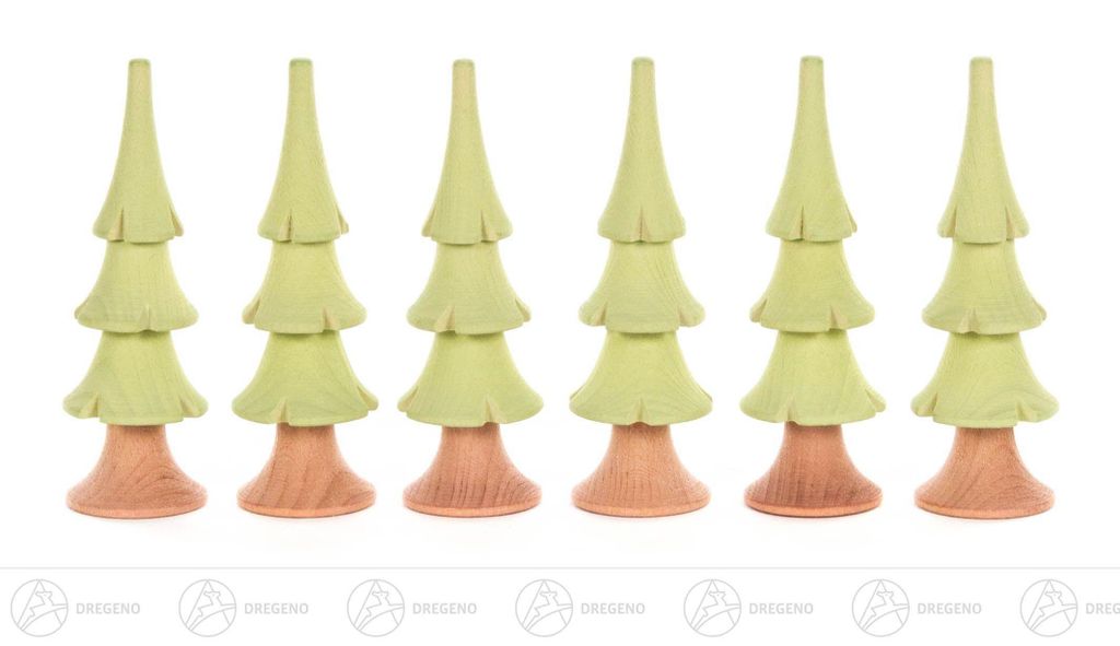 Massivholzbäume hellgrün, 6-teilig (8cm) von Dregeno Seiffen