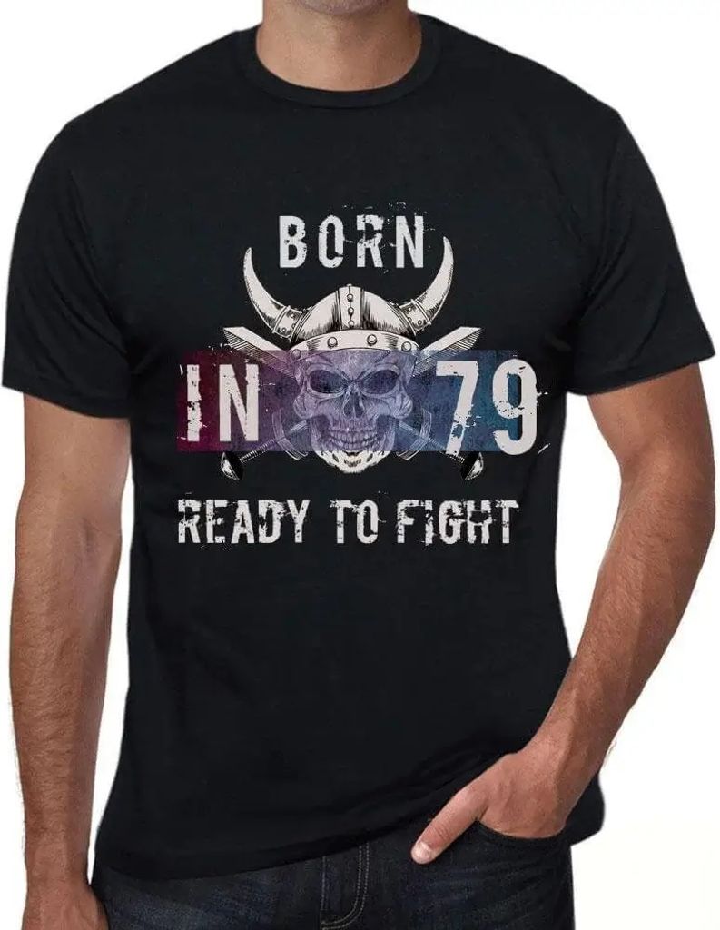 Herren Grafik T-Shirt Geboren im Jahr 79 bereit zu kämpfen – Born In 79 Ready To Fight – Geschenk 79. Geburtstag Jahrestag 79 Jahre Jubiläum 79