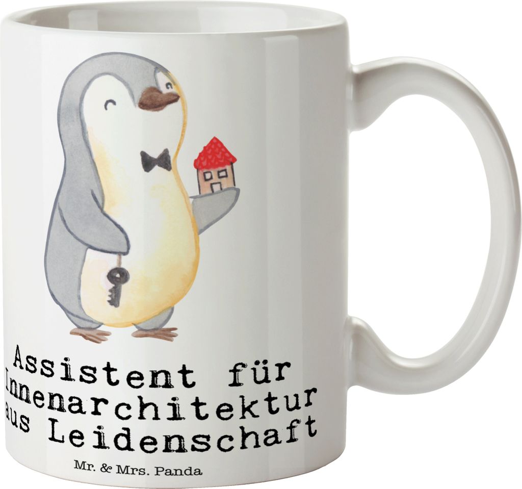 Mr. & Mrs. Panda Becher Assistent für Innenarchitektur Leidenschaft - Weiß - Geschenk, Tasse, Kaffeebecher, Teetasse, Kaffeetasse, Pott, Henkelpott