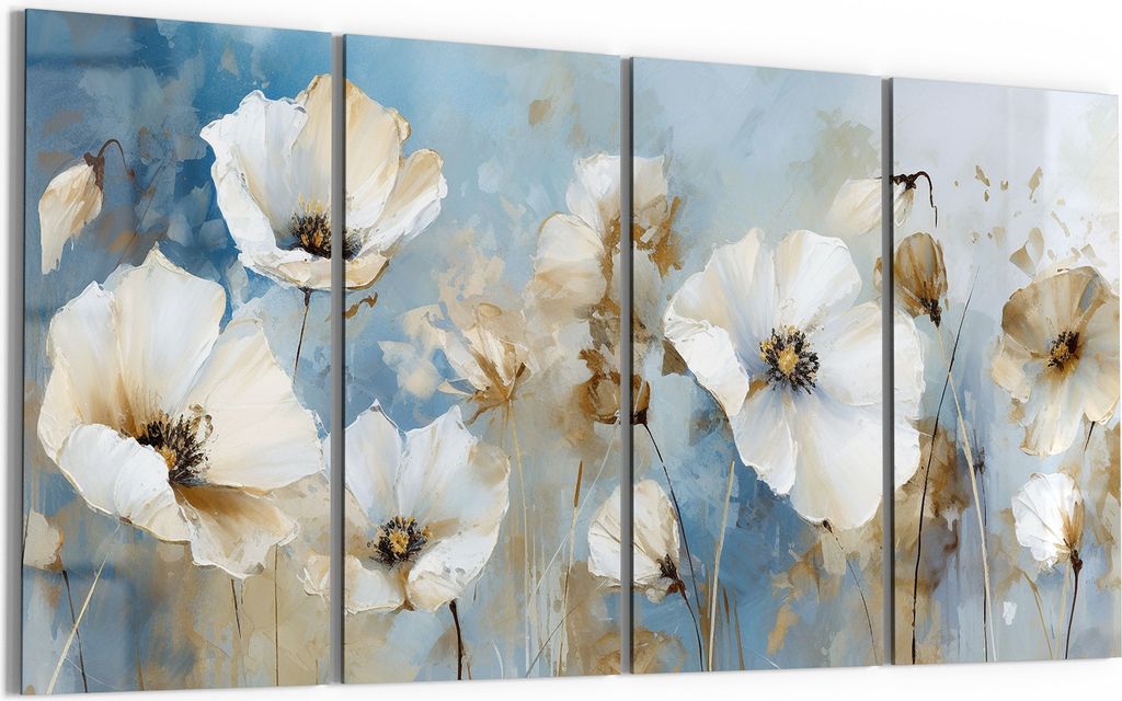 DEQORI Glasbild Echtglas 4x30x60 cm 'Abstrakte Blütenpracht' Wandbilder XXL groß