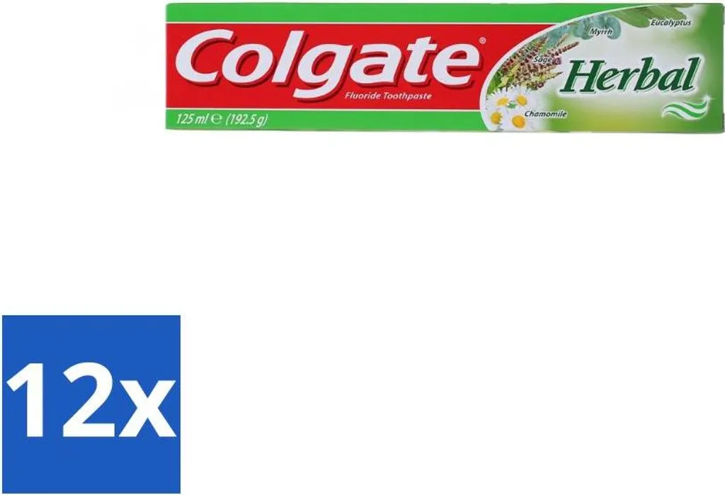 Colgate Herbal Dentifrice au Fluor et Plantes - Pack de 12 x 125ml Net